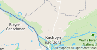 Kostrzyn nad Odrą, powiat gorzowski, województwo lubuskie, Polska mapa